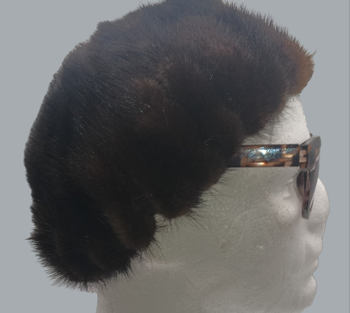 Vintage Mink Fur Hat Made in USA MCM Real Fur Winter Pillbox Style, Brown