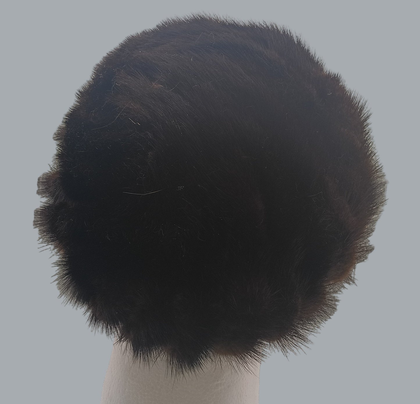 Vintage Mink Fur Hat Made in USA MCM Real Fur Winter Pillbox Style, Brown