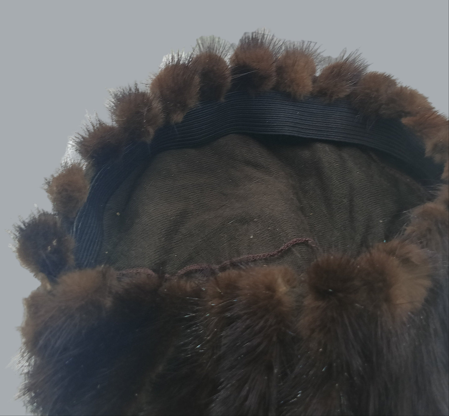 Vintage Mink Fur Hat Made in USA MCM Real Fur Winter Pillbox Style, Brown