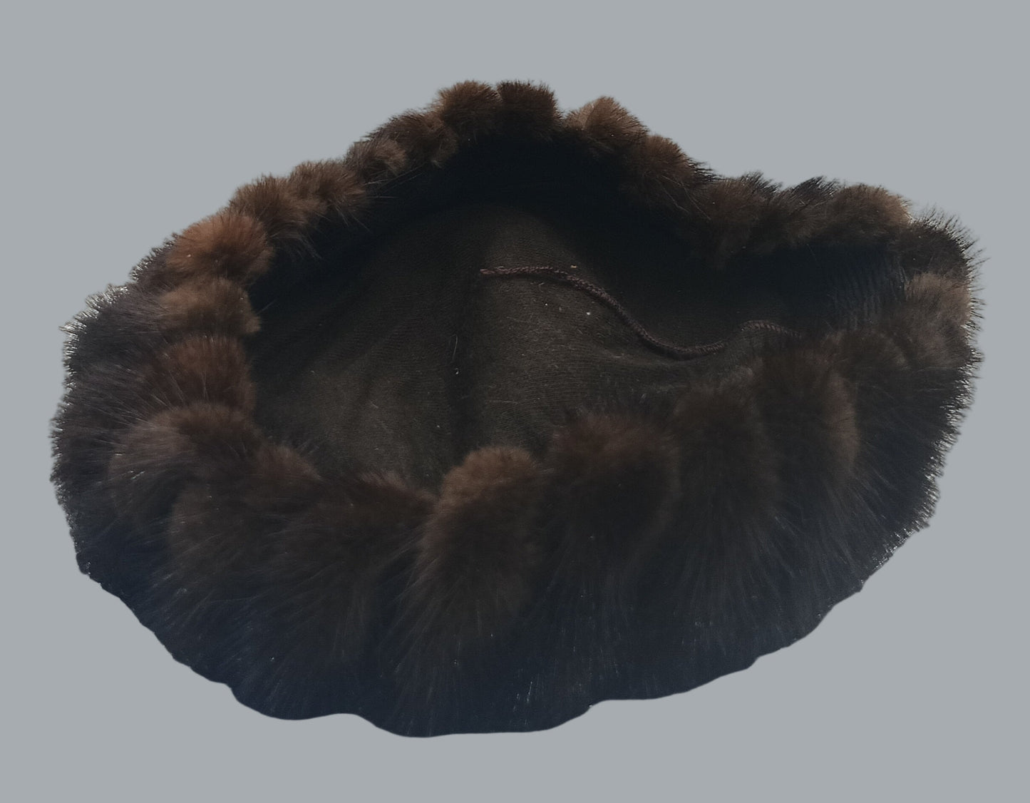 Vintage Mink Fur Hat Made in USA MCM Real Fur Winter Pillbox Style, Brown