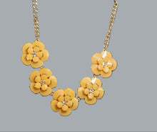 Load image into Gallery viewer, Natasha Gold Floral Rhinestone Statement Necklace.”
