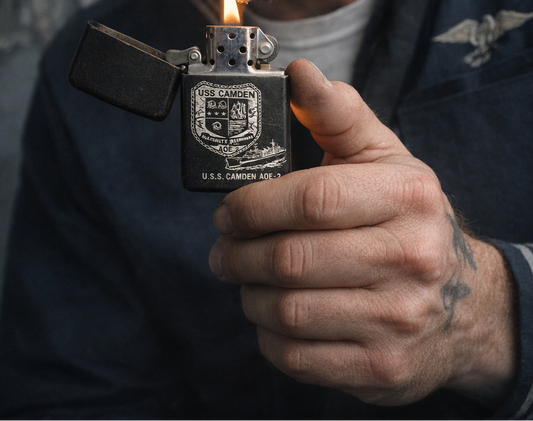 Zippo USS Camden AOE-2 Navy Lighter 1994 Black Matte USA Engraved