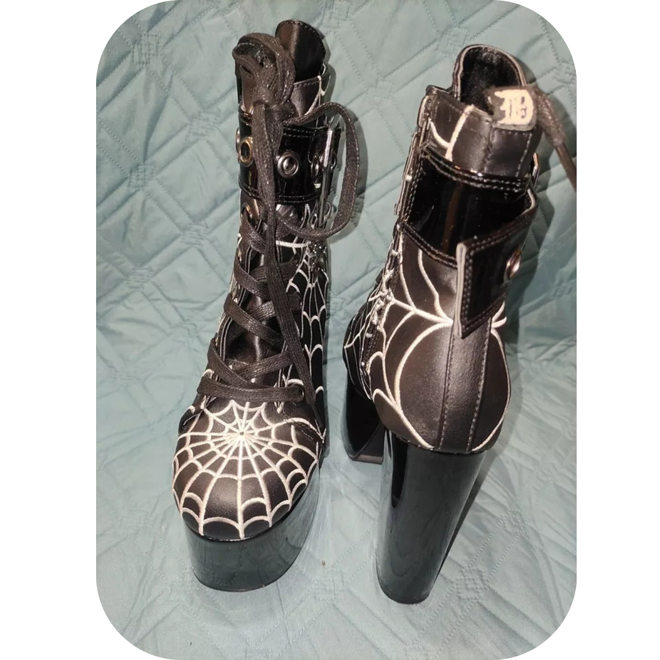 Demonia Torment-51 Spider Web Platform Ankle Boots Size 6 Black Vegan Leather