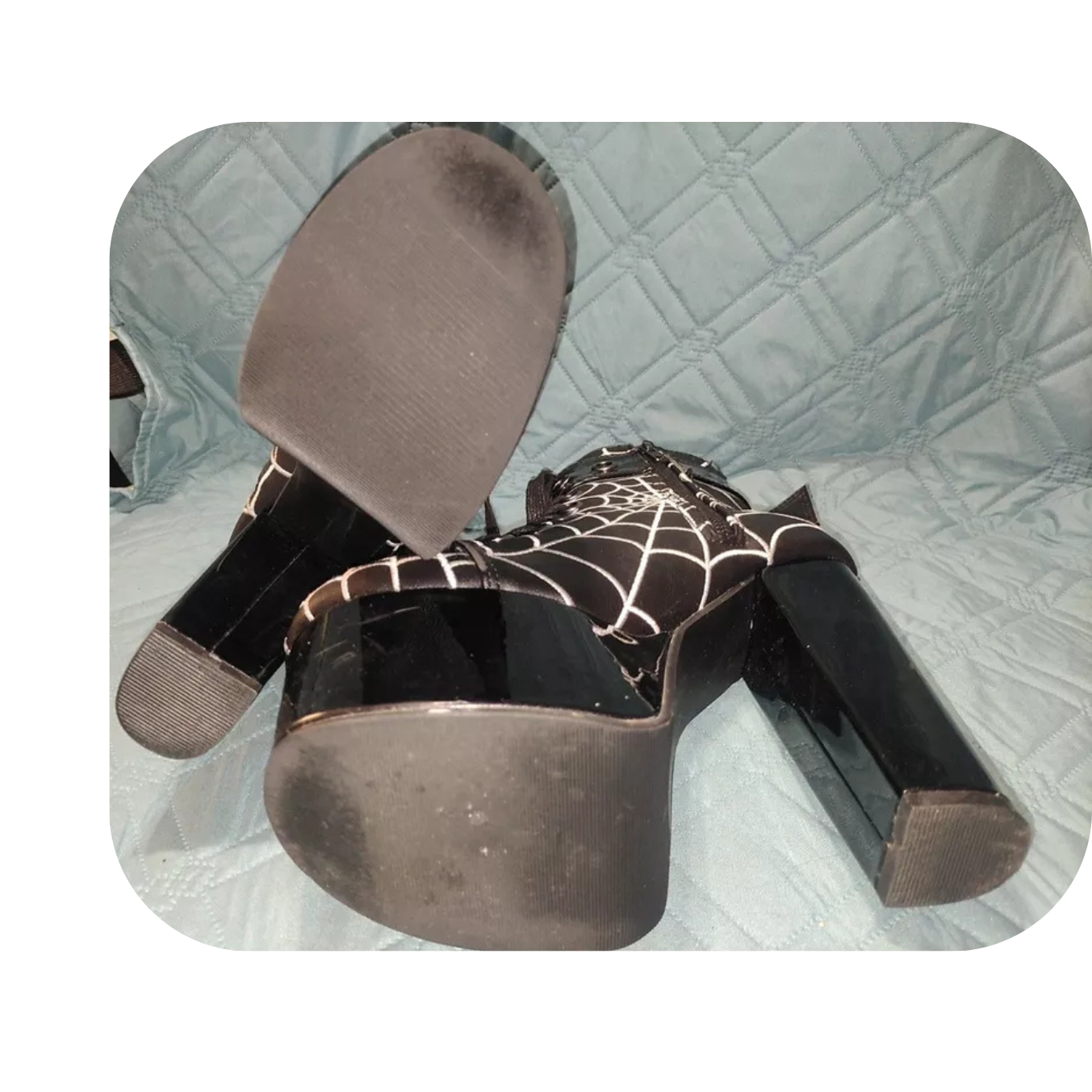 Demonia Torment-51 Spider Web Platform Ankle Boots Size 6 Black Vegan Leather