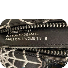 Load image into Gallery viewer, Demonia Torment-51 Spider Web Platform Ankle Boots Size 6 Black Vegan Leather
