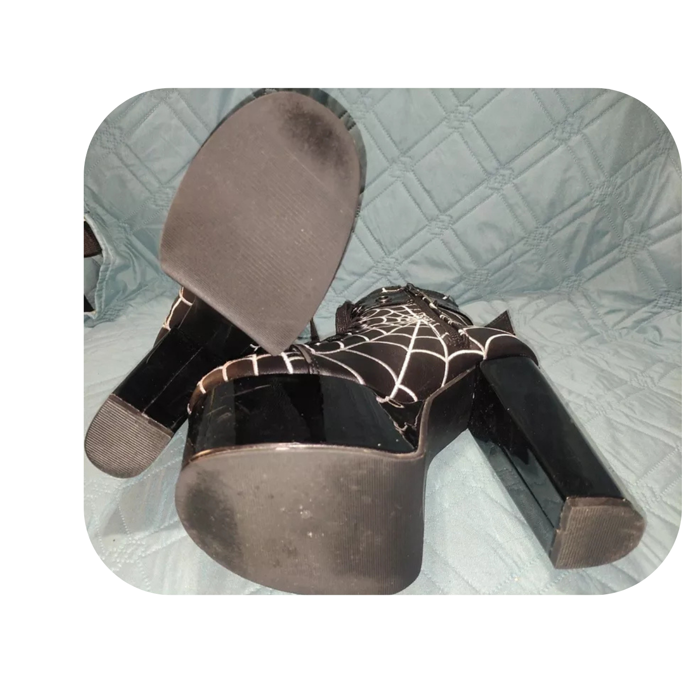 Demonia Torment-51 Spider Web Platform Ankle Boots Size 6 Black Vegan Leather