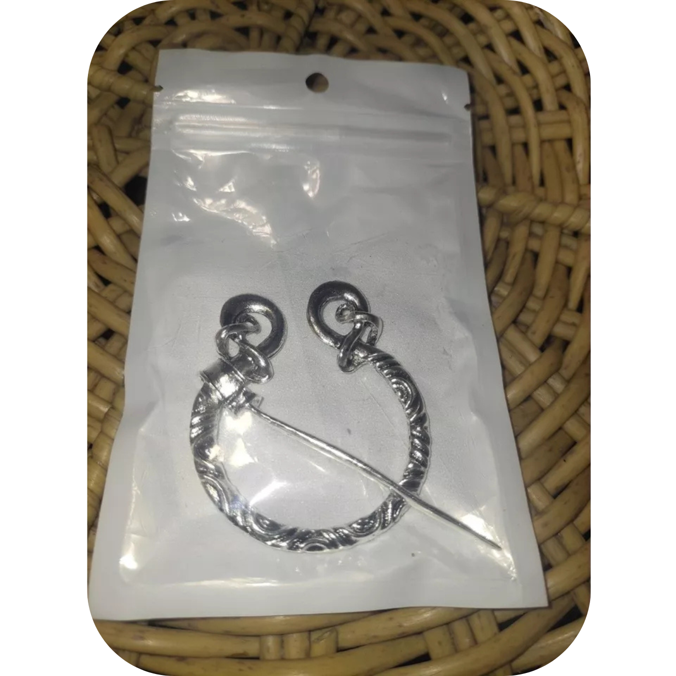 Viking Medieval Silvery Metal Cloak Shawl Brooch Pin 2.5"