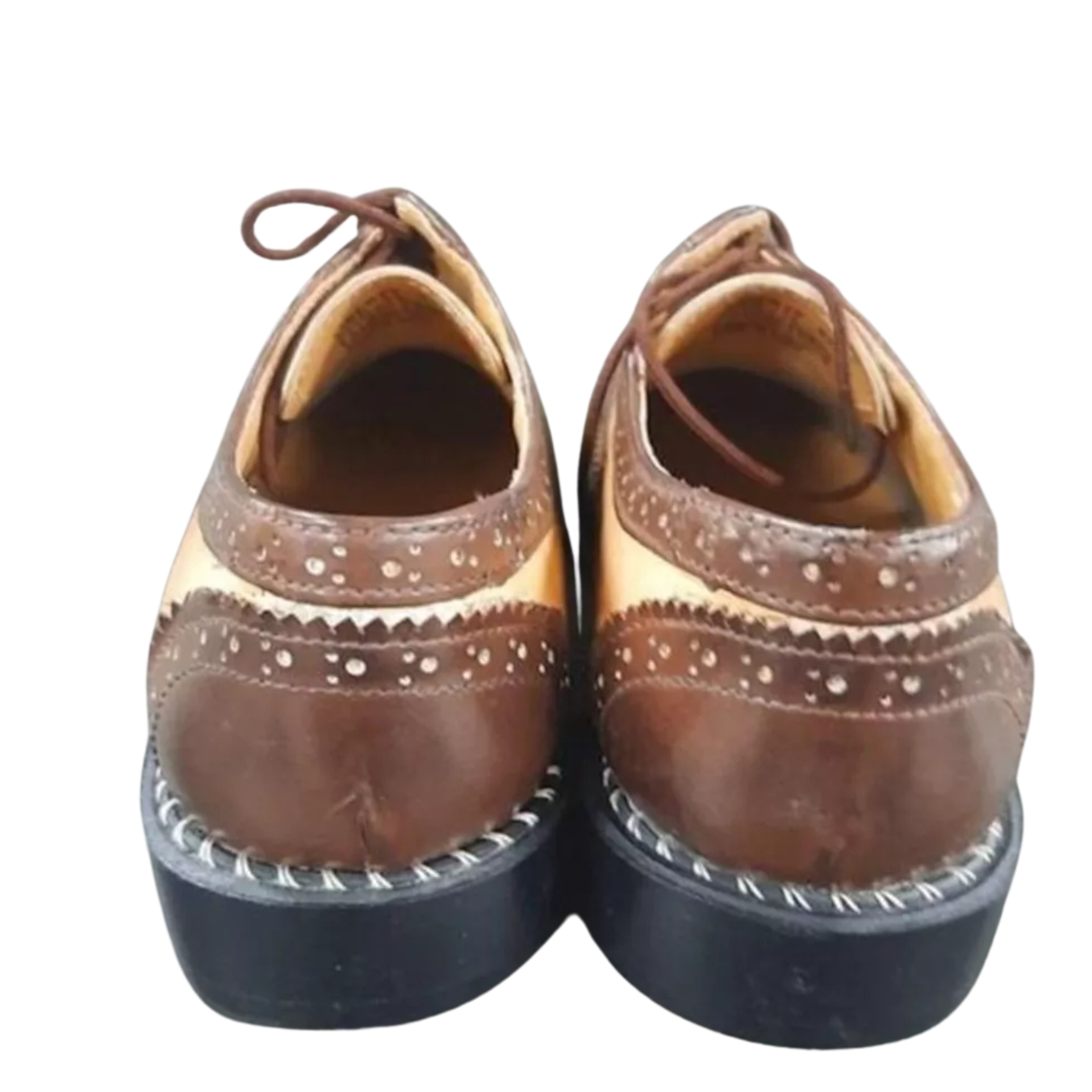 Fortune From Liberty Mens Brown Beige Leather Wingtip Oxford Dress Shoes US 7.5