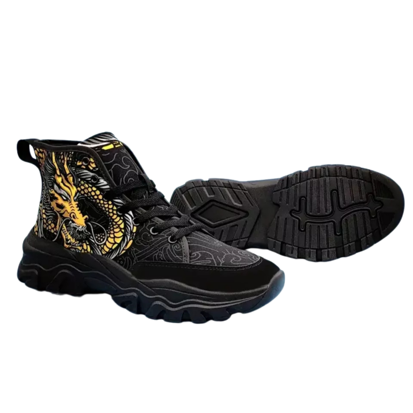 Dragon Pattern Canvas Shoes Comfy Non-Slip Breathable Sneakers Unisex 8.5 Black