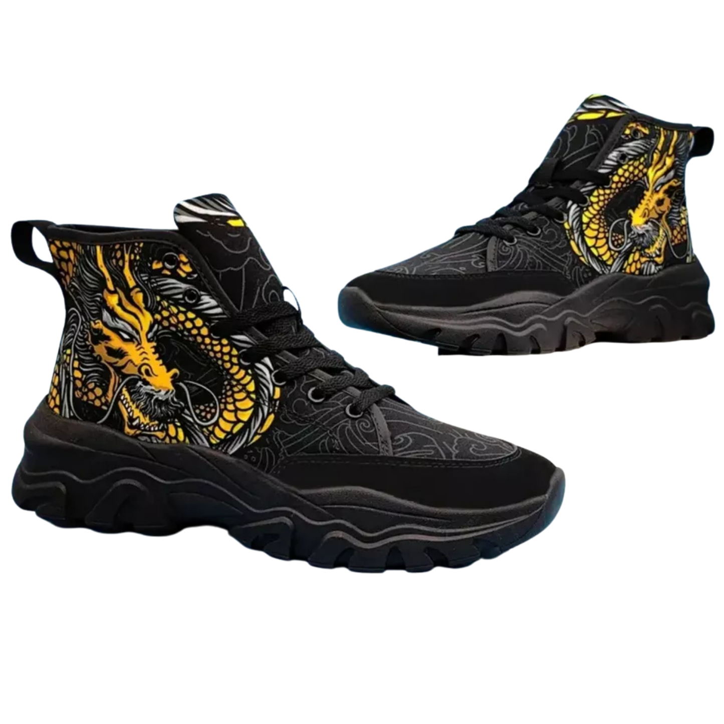 Dragon Pattern Canvas Shoes Comfy Non-Slip Breathable Sneakers Unisex 8.5 Black