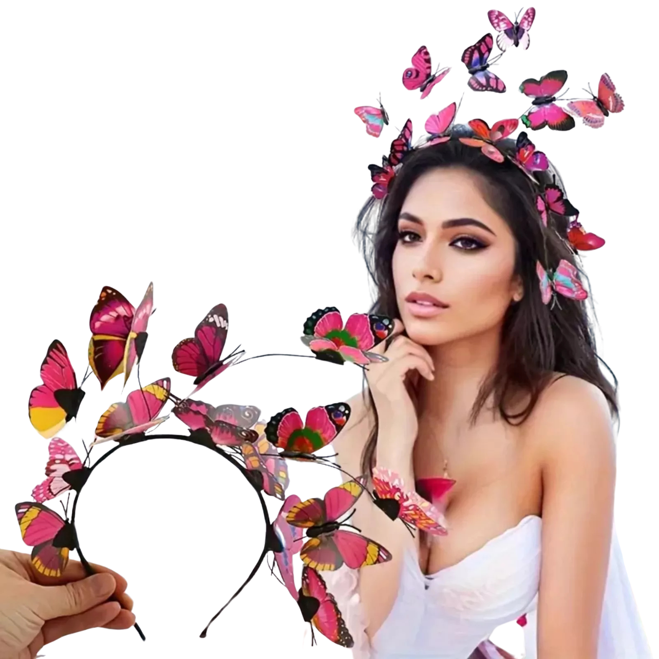 Elegant Butterfly Decorative Head Band Non Slip Hair Hoop Rose Red