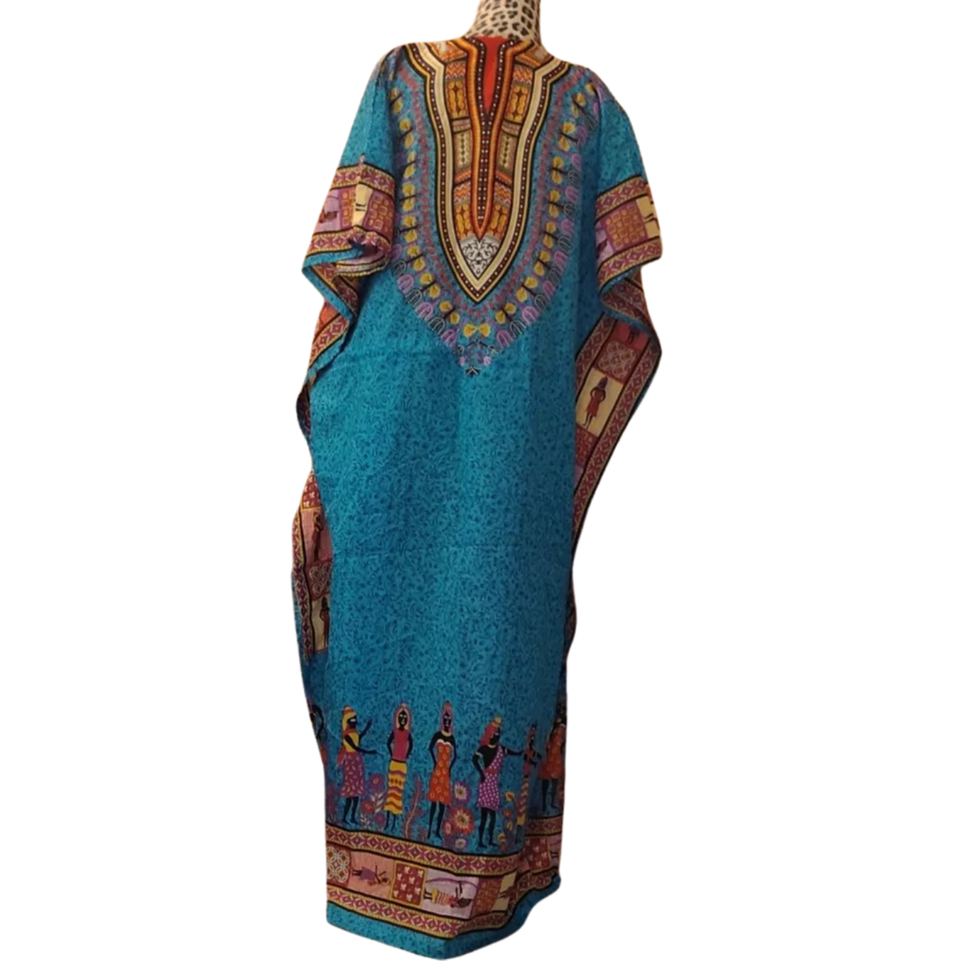 Women Long Kaftan Women One Size Maxi Dress Beach Caftan Poncho Aqua plus People