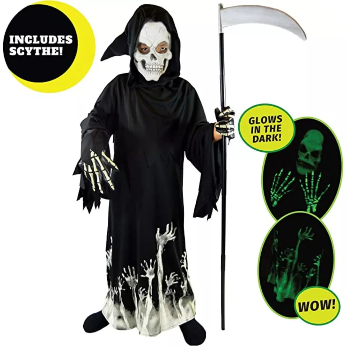 Spooktacular Creations Kids Grim Reaper Glow in the Dark Deluxe XL
