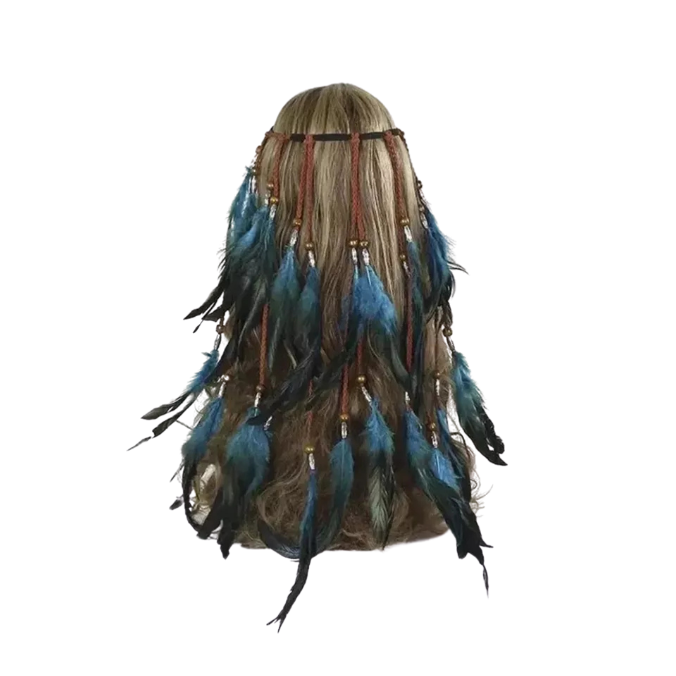 Western Style Blue Faux Feather Headband Indian Headwear Headdress Hair Acces