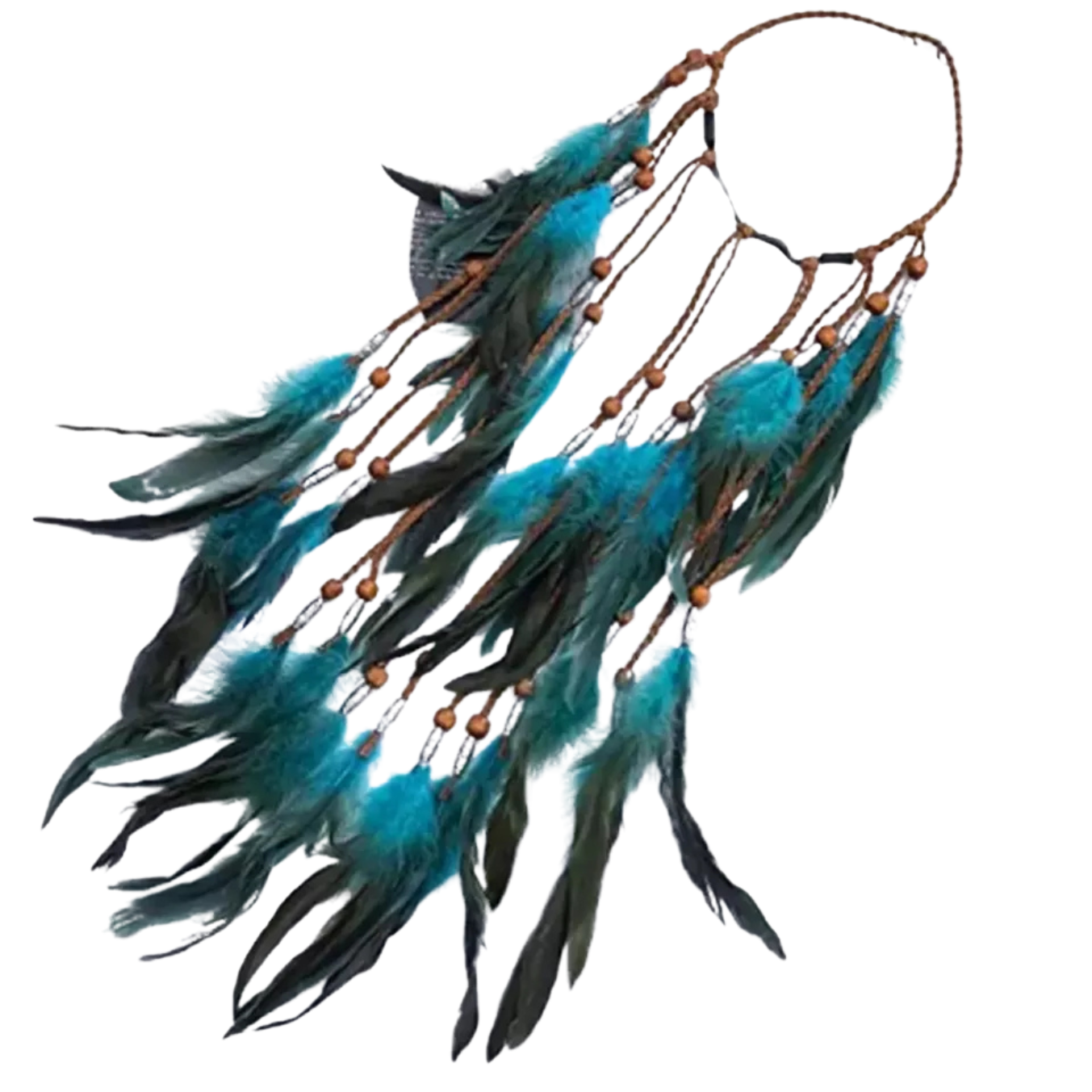 Western Style Blue Faux Feather Headband Indian Headwear Headdress Hair Acces