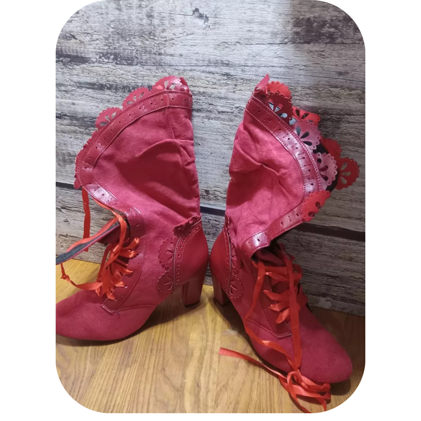 Victorian Red Mid-Calf Boots Women Winter Boots 9.5 (41)