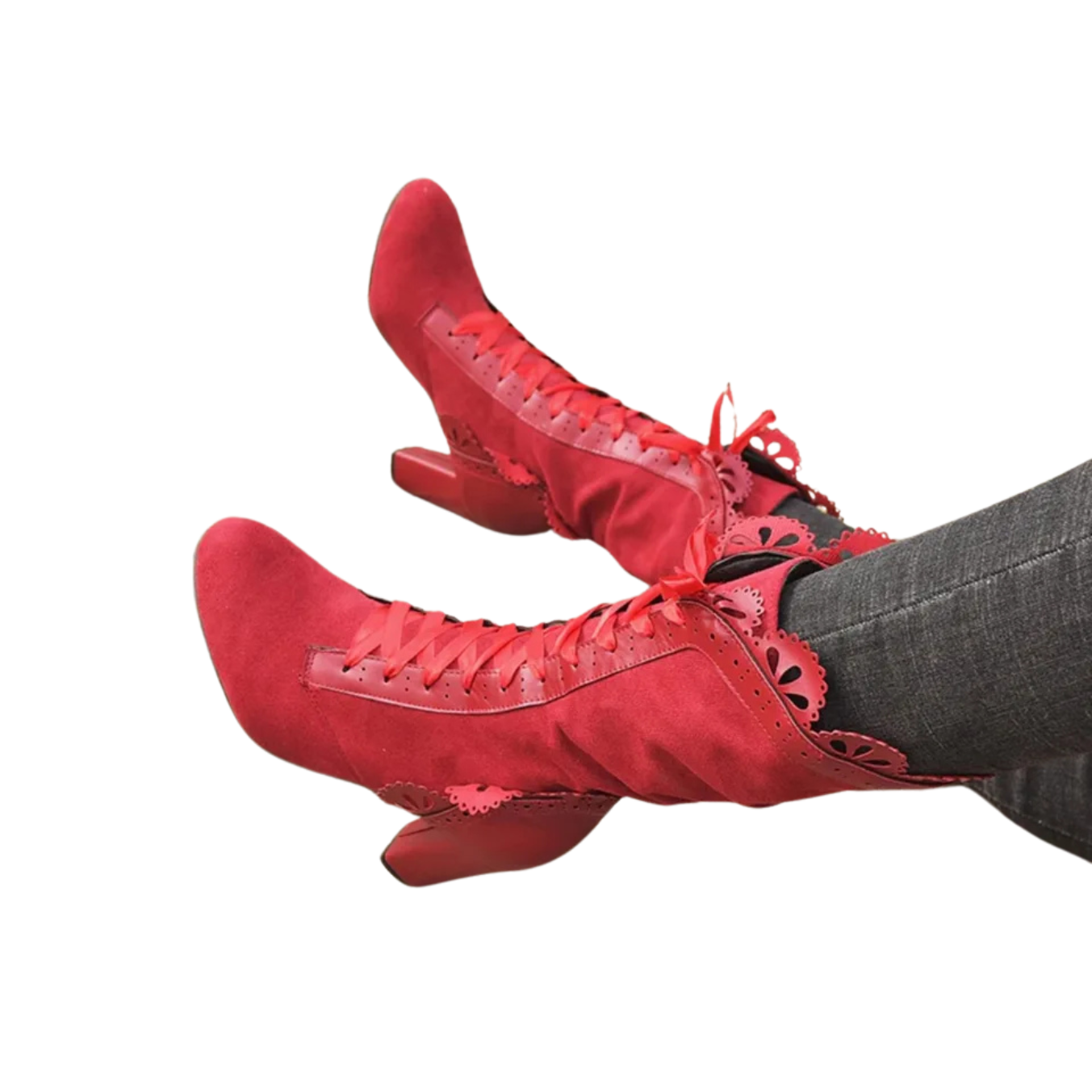 Victorian Red Mid-Calf Boots Women Winter Boots 9.5 (41)