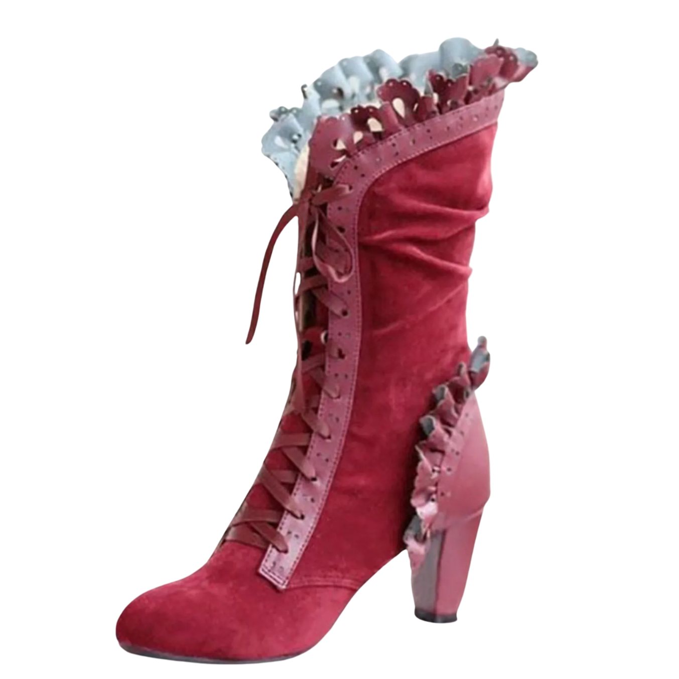 Victorian Red Mid-Calf Boots Women Winter Boots 9.5 (41)