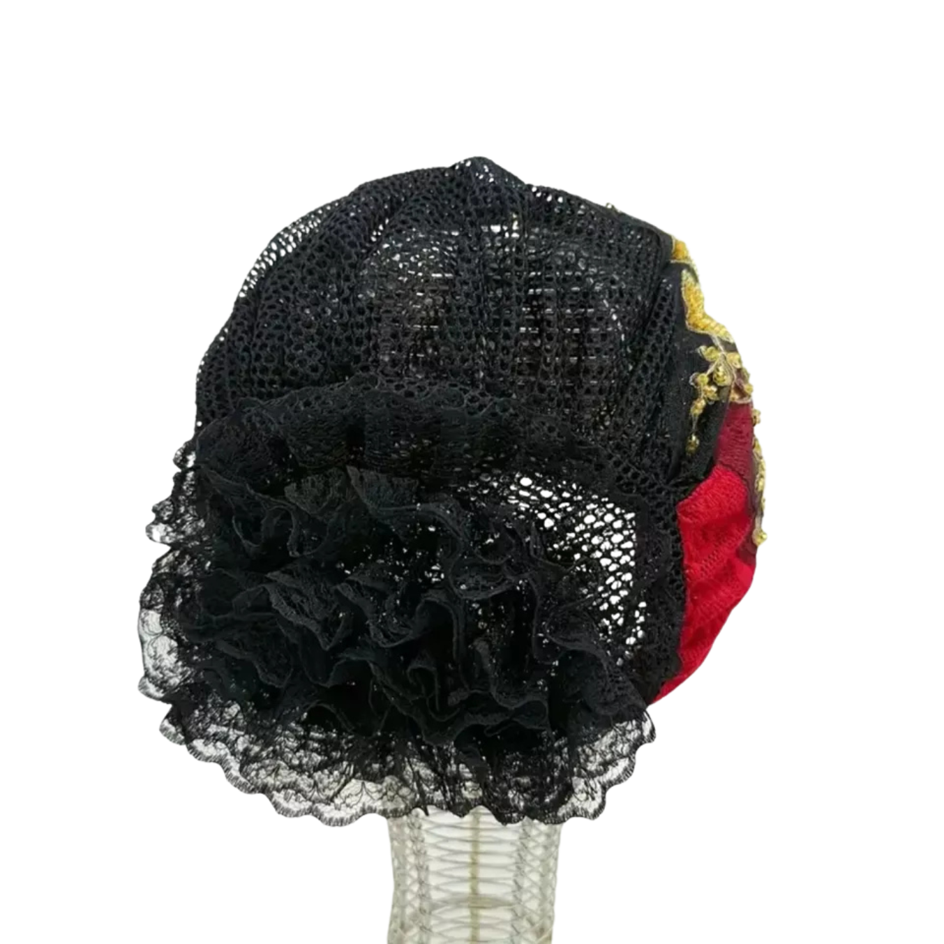 Red Beanie with Golden Beads Breathable Head Wrap and Chemo Cap Women & Girls