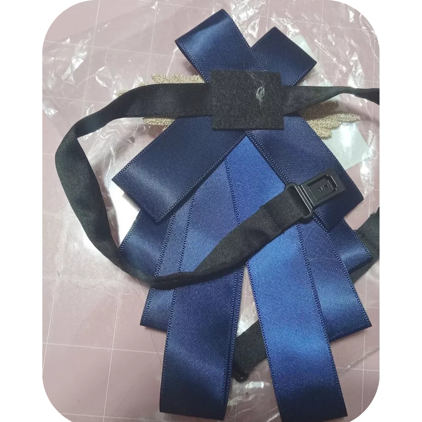 Navy Blue Diamond Ribbon With Flower Collar perfect very elegant