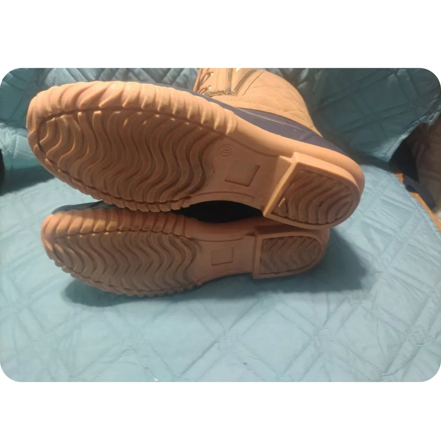 JustFab Women's Duck Boots Size 10 Tan Boots Just Fab Zipper & Lace up