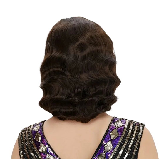 Cosplay Wig Classical 80s Water Wave Synthetic Fiber Hair Replacement Wig Brown