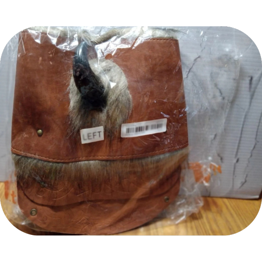 PU Leather Shoulder Amour Medieval Viking Cosplay Costume Brown Left