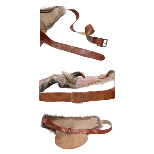 PU Leather Shoulder Amour Medieval Viking Cosplay Costume Brown Left