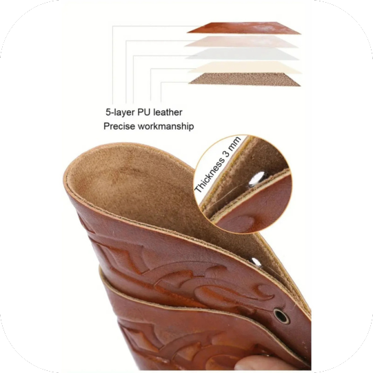 PU Leather Shoulder Amour Medieval Viking Cosplay Costume Brown Left