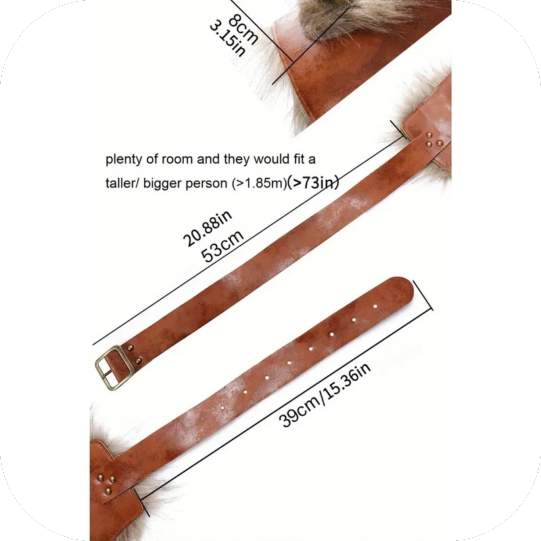 PU Leather Shoulder Amour Medieval Viking Cosplay Costume Brown Left