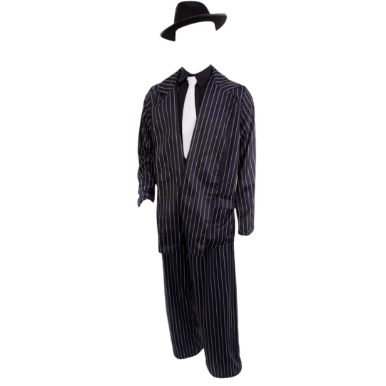 Gangster Halloween Costume for Men | Criminal Cosplay & Dress Up, M Black