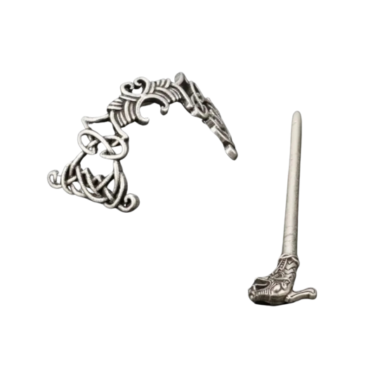 Viking Celtic Hairpin Clasp Silver Tone Hollow Out Alloy Irish Hair Accessorie