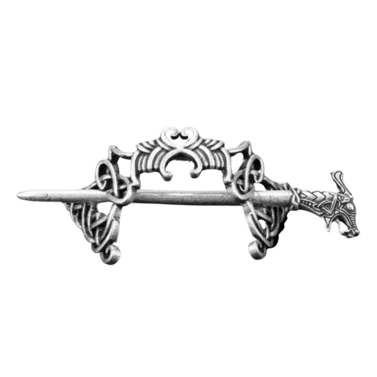Viking Celtic Hairpin Clasp Silver Tone Hollow Out Alloy Irish Hair Accessorie