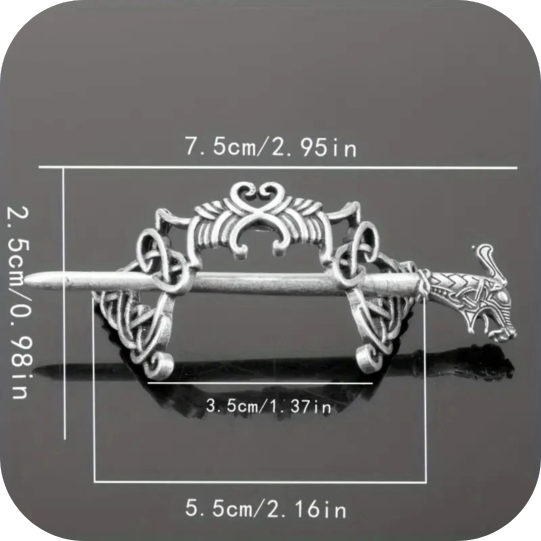 Viking Celtic Hairpin Clasp Silver Tone Hollow Out Alloy Irish Hair Accessorie