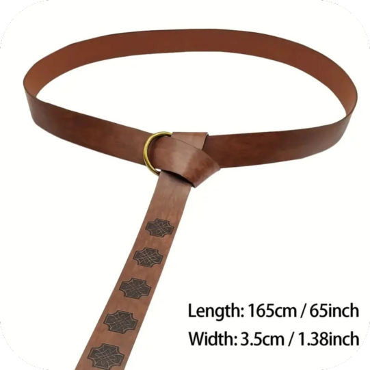 Medieval Celtic Knot Embossed Belt Knight Ring Belt COSPLAY Stage Dark Brown