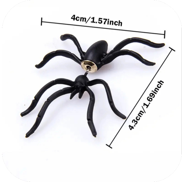 Spider Stud Earrings, Girls 3D Creepy Black Spider Ear Stud Earrings