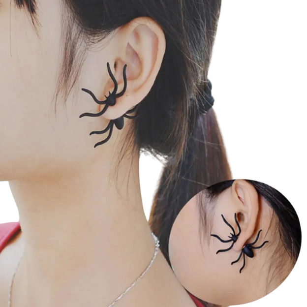 Spider Stud Earrings, Girls 3D Creepy Black Spider Ear Stud Earrings