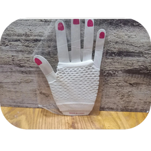 Load image into Gallery viewer, Fishnet Gloves 80s Costume Accessories Fingerless Short Fish Net Glove White

