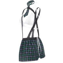 Load image into Gallery viewer, School Girl Lingerie Set Sexy Uniform Role Play Mini Plaid Skirt Green Large
