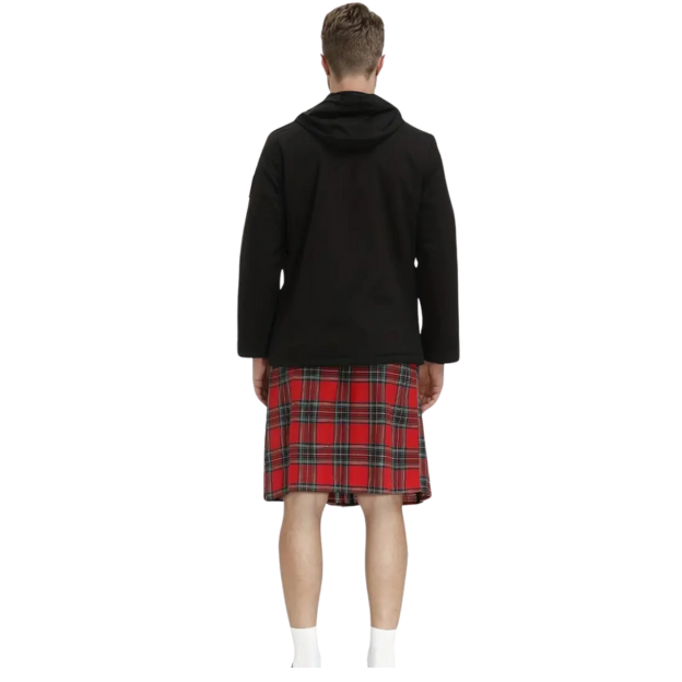 Plaid Pleated Skirt Scottish Short Skirt Traditional Kilt Red / XL(36)