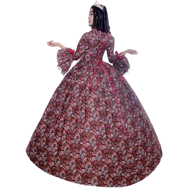 Colonial Georgian Victorian Dress Gothic Period Ball Gown Reenactment XL Red