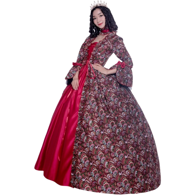 Colonial Georgian Victorian Dress Gothic Period Ball Gown Reenactment XL Red