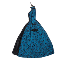 Load image into Gallery viewer, Renaissance Gothic Dress Ball Gown Vampire Halloween Costume XL Blue &amp; Black
