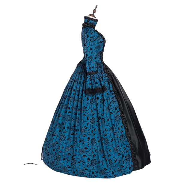 Renaissance Gothic Dress Ball Gown Vampire Halloween Costume XL Blue & Black