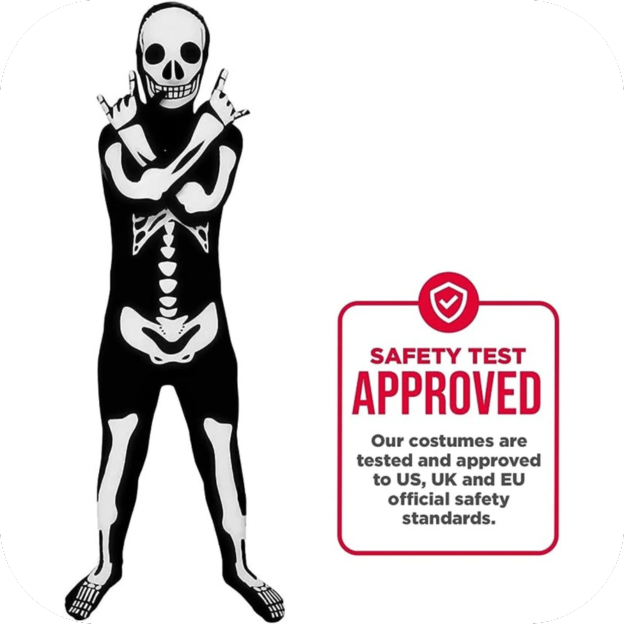Morph Glow In The Dark Skeleton Costume For Kids Unisex Halloween Costume Large