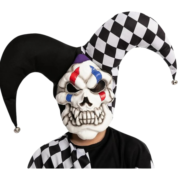 Halloween Evil Jester Clown Kids Costume with Mask Scary Clown Costume L 10-12