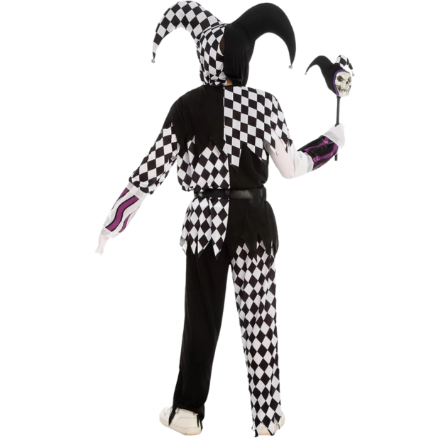 Halloween Evil Jester Clown Kids Costume with Mask Scary Clown Costume L 10-12