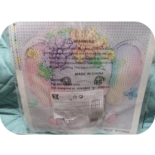 5D Diamond Painting Kit Baby Elephant Mosaic Art, Full Drill for Beginners 7"x7"