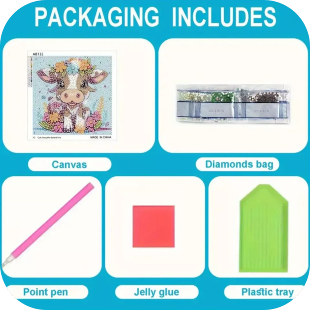 5D Diamond Painting Kit Baby Elephant Mosaic Art, Full Drill for Beginners 7"x7"