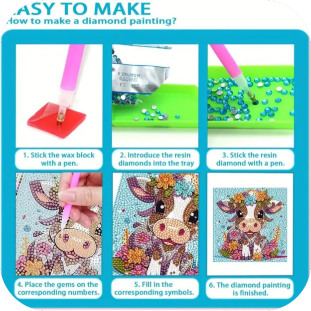 5D Diamond Painting Kit Baby Elephant Mosaic Art, Full Drill for Beginners 7"x7"